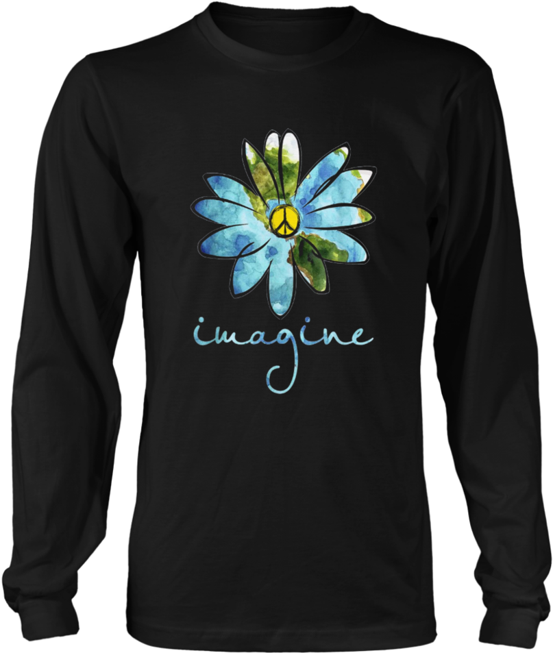 Hippie Imagine Peace Flower Long Sleeve Shirt PNG Image