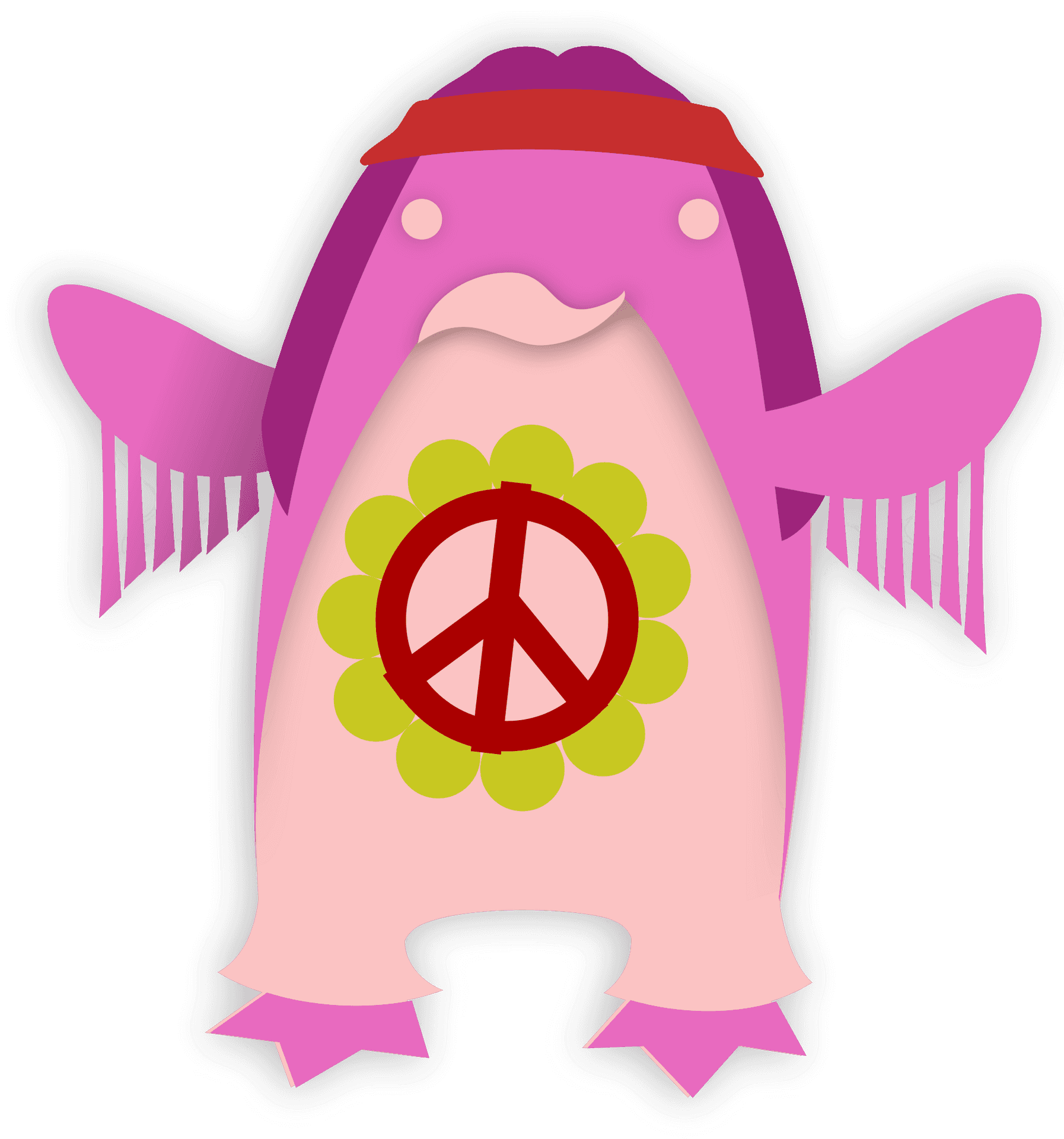 Hippie Peace Sign Penguin Graphic PNG Image