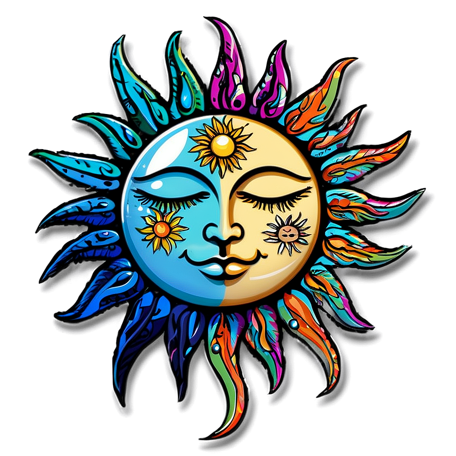 Hippie Sun And Moon Png 91 PNG Image