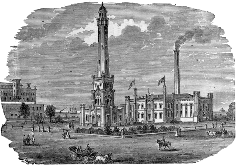 Historic Chicago Water Tower Illustration PNG Image