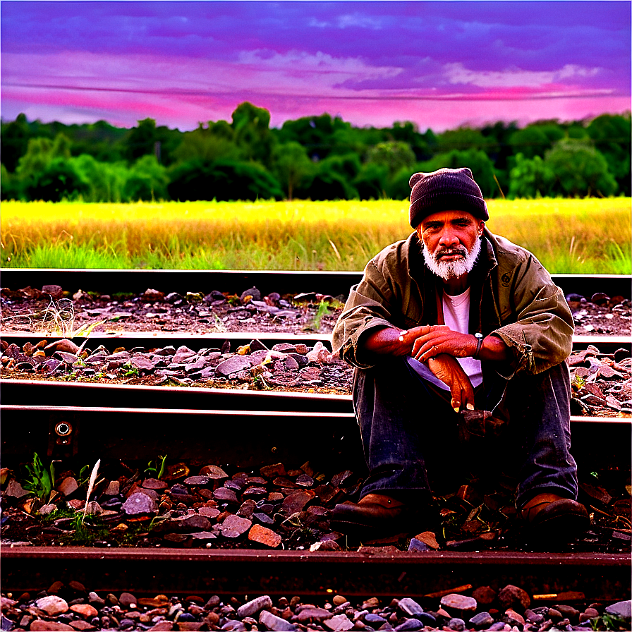 Hobo By The Railroad Tracks Png Ftk PNG Image