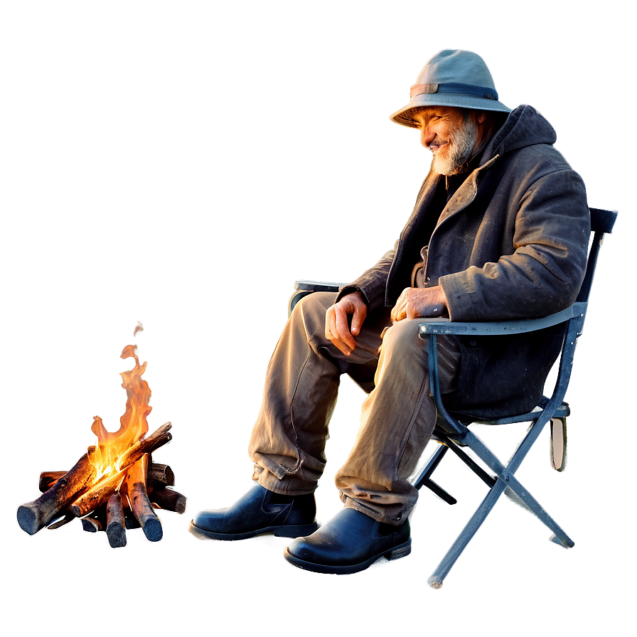 Hobo Resting By Fire Png 06242024 PNG Image