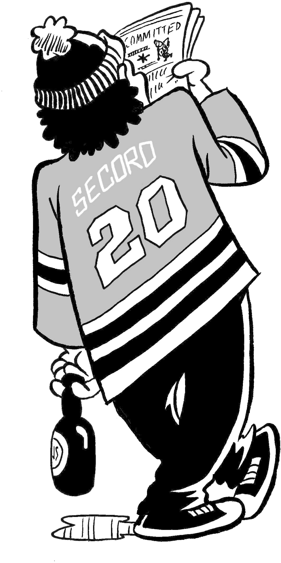 Hockey Fan Cartoon Reading Newspaper PNG Image