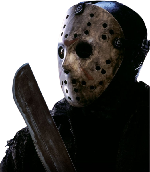 Hockey Masked Figurewith Machete PNG Image