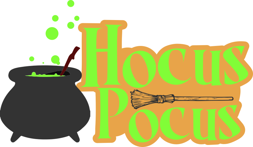 Hocus Pocus Cauldronand Broom PNG Image