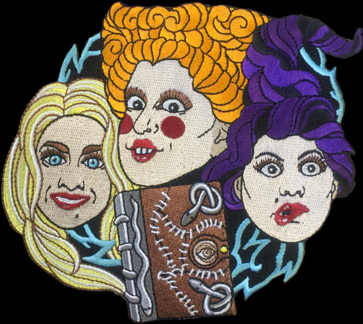 Hocus Pocus Sanderson Sisters Embroidery PNG Image