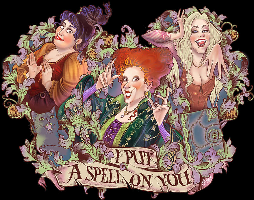 Hocus Pocus Sanderson Sisters Illustration PNG Image