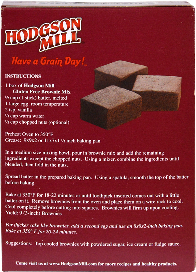 Hodgson Mill Gluten Free Brownie Mix Instructions PNG Image