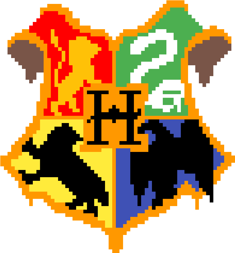 Hogwarts Crest Pixel Art PNG Image