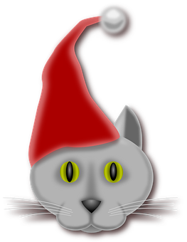 Holiday Catin Santa Hat PNG Image