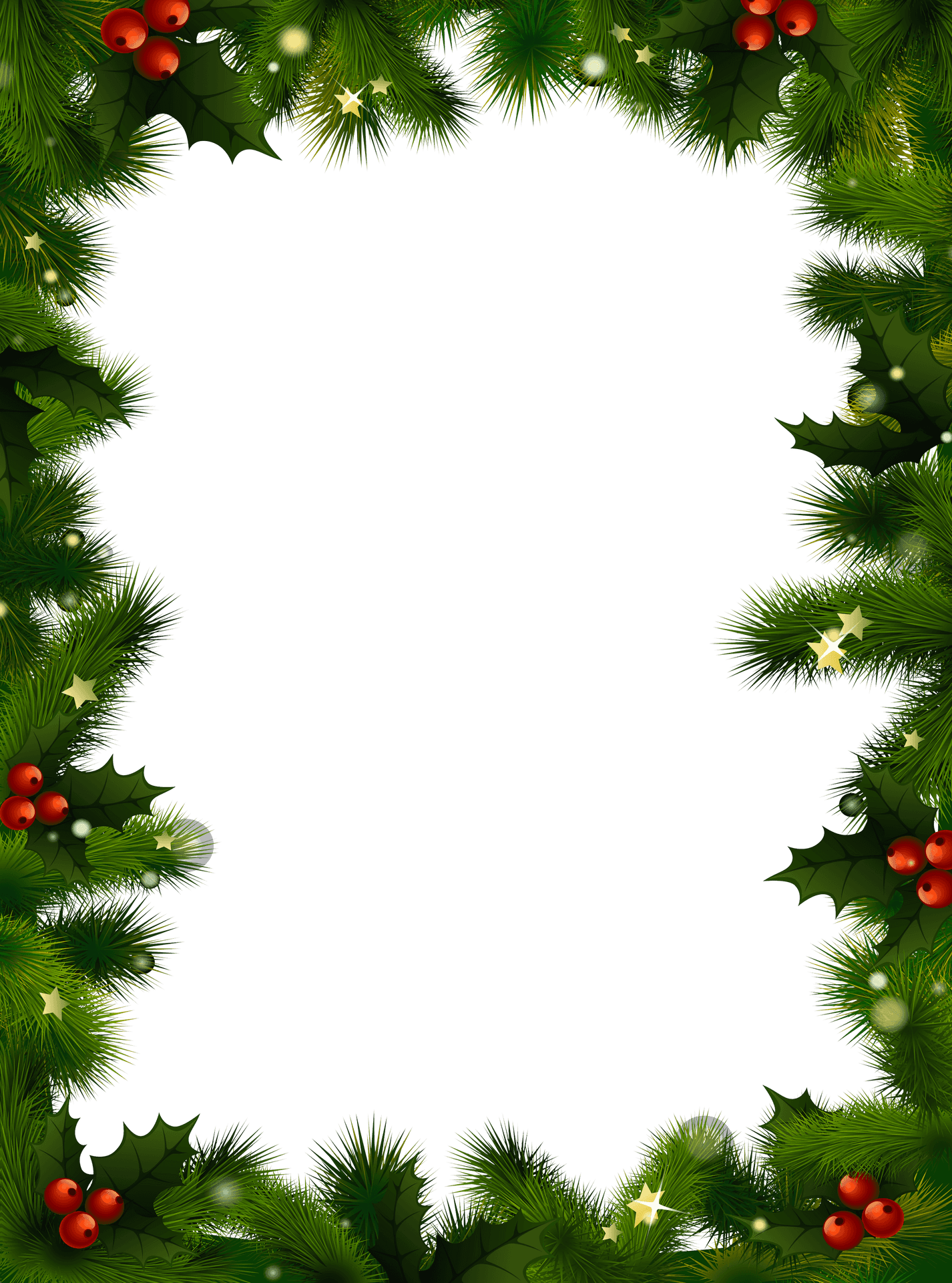 Holiday Framewith Hollyand Pine PNG Image