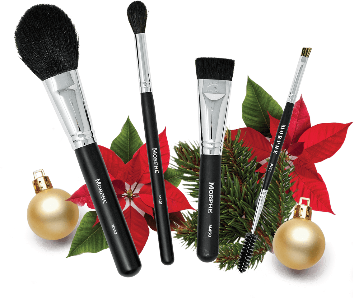 Holiday Makeup Brushes Set PNG Image