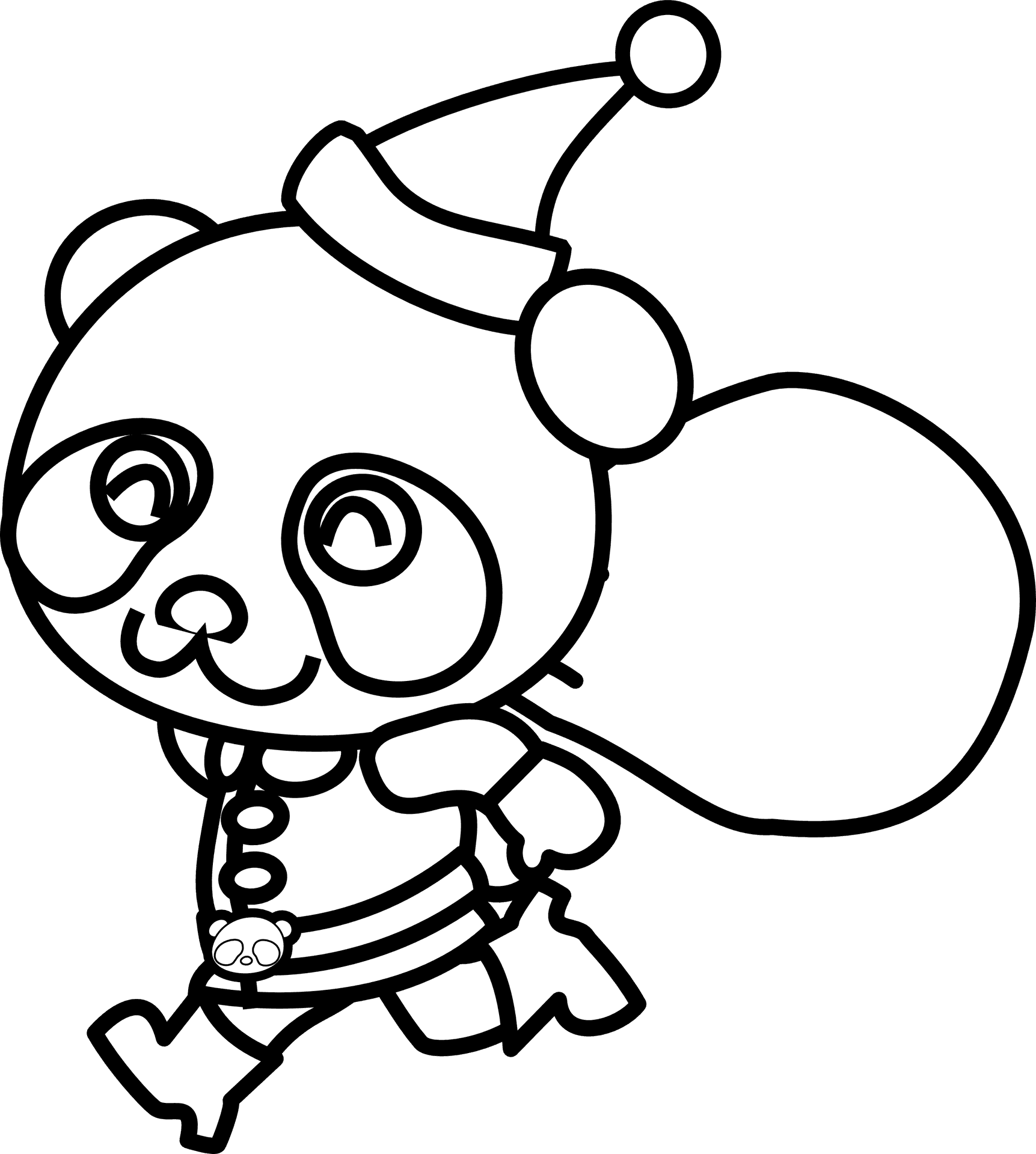 Holiday Panda Coloring Page PNG Image