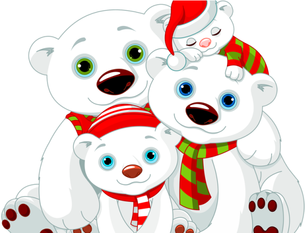 Holiday Polar Bear Family Cartoon PNG Image