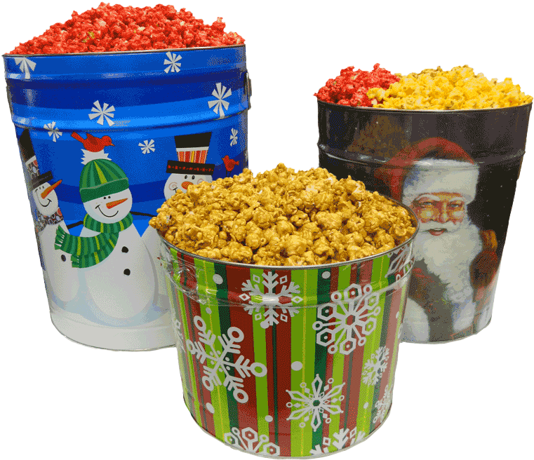 Holiday Popcorn Tins Variety PNG Image