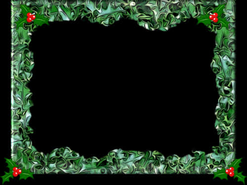 Holly Embellished Christmas Border PNG Image