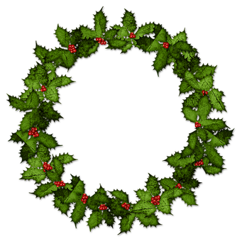 Hollyand Fern Christmas Wreath PNG Image