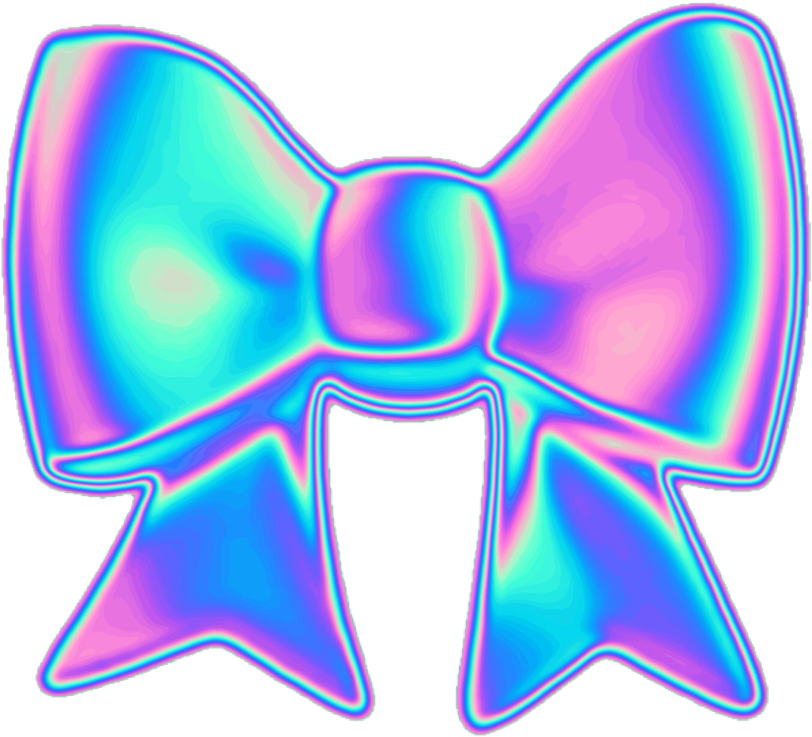 Holographic Bow Kawaii Aesthetic.png PNG Image