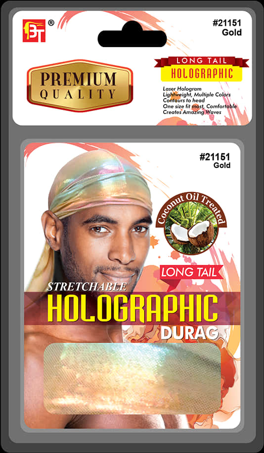 Holographic Durag Packaging PNG Image