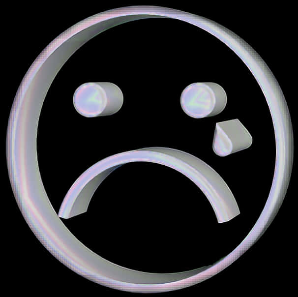 Holographic Sad Face Emoji PNG Image