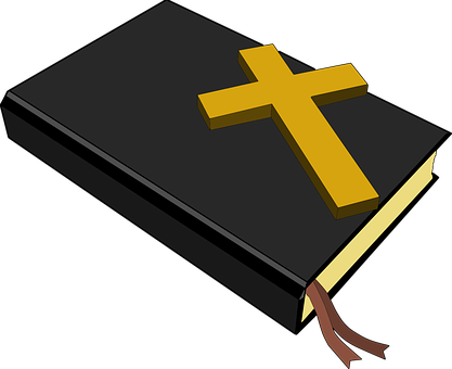 Holy Biblewith Golden Cross PNG Image