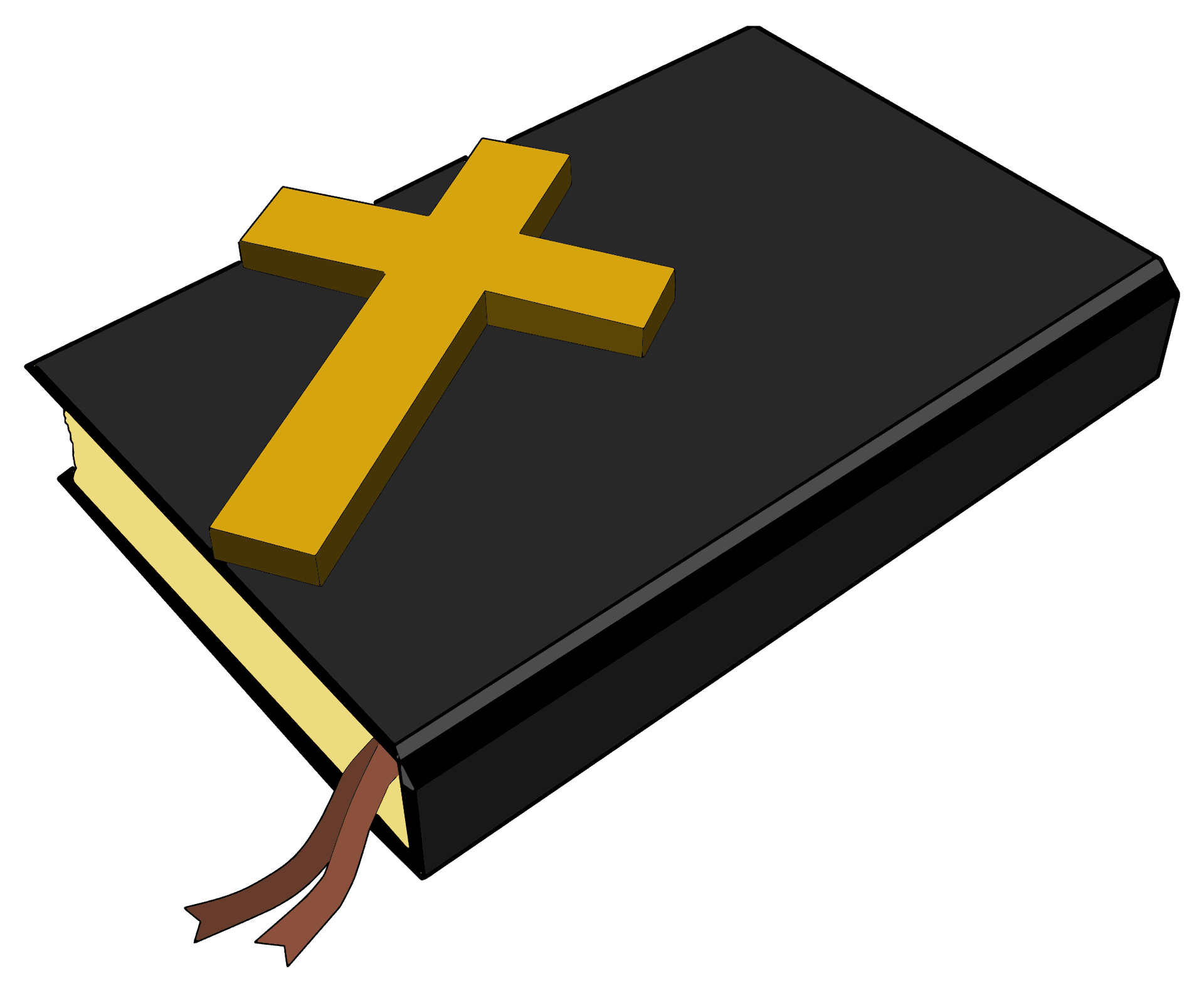 Holy Biblewith Golden Cross PNG Image