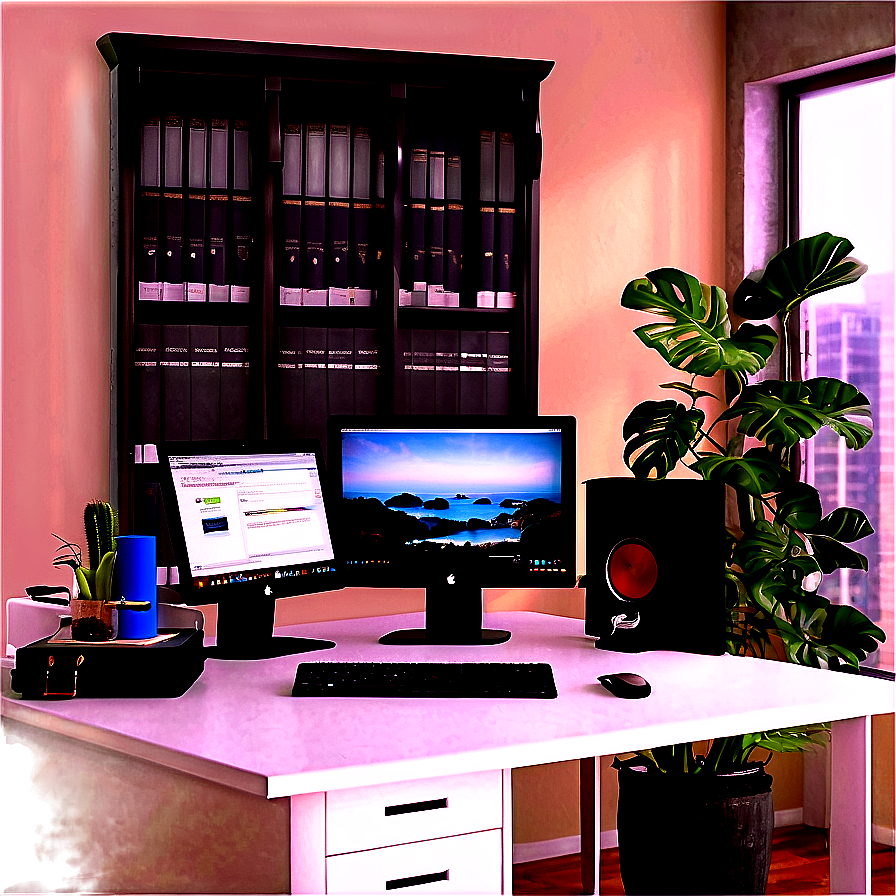 Home Office Room Setup Png Afv24 PNG Image