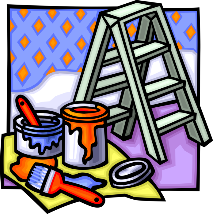 Home Renovation Painting Tools Cartoon PNG Image