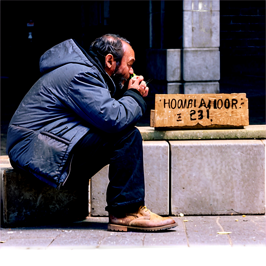 Homeless Man Eating Png 06132024 PNG Image