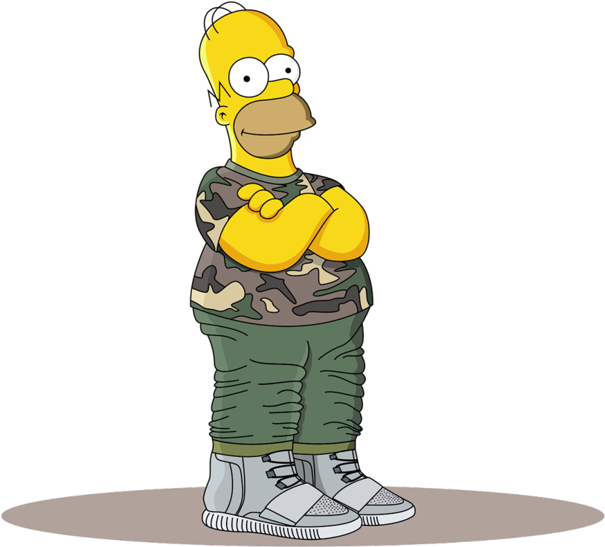 Homer Simpson Camouflage Outfit Sneakers PNG Image