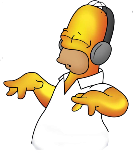 Homer Simpson Listening Music PNG Image