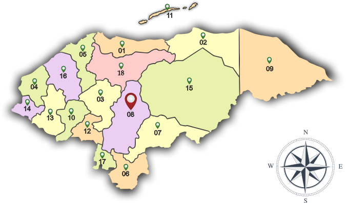 Honduras Administrative Divisions Map PNG Image