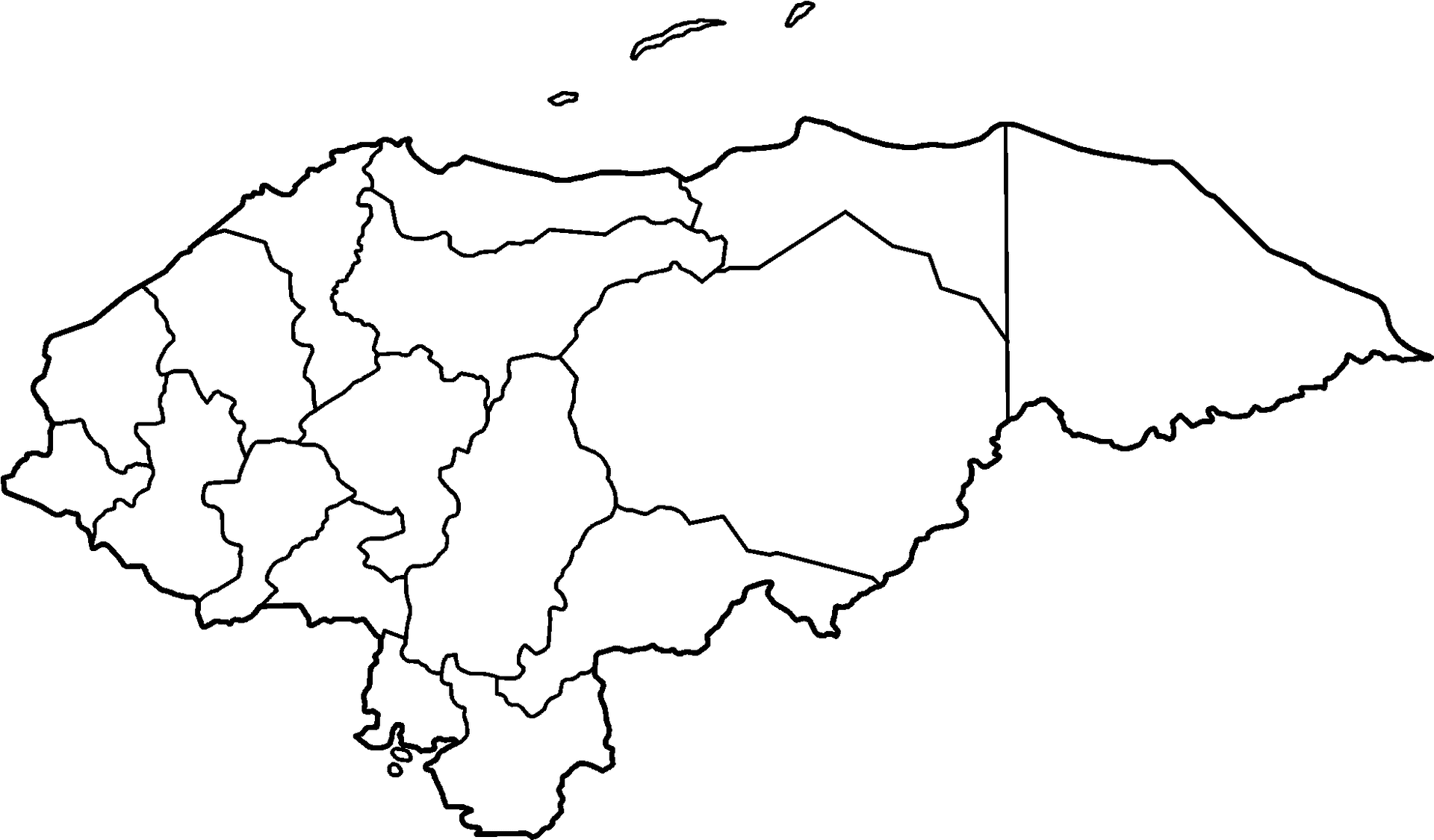 Honduras Administrative Divisions Outline PNG Image