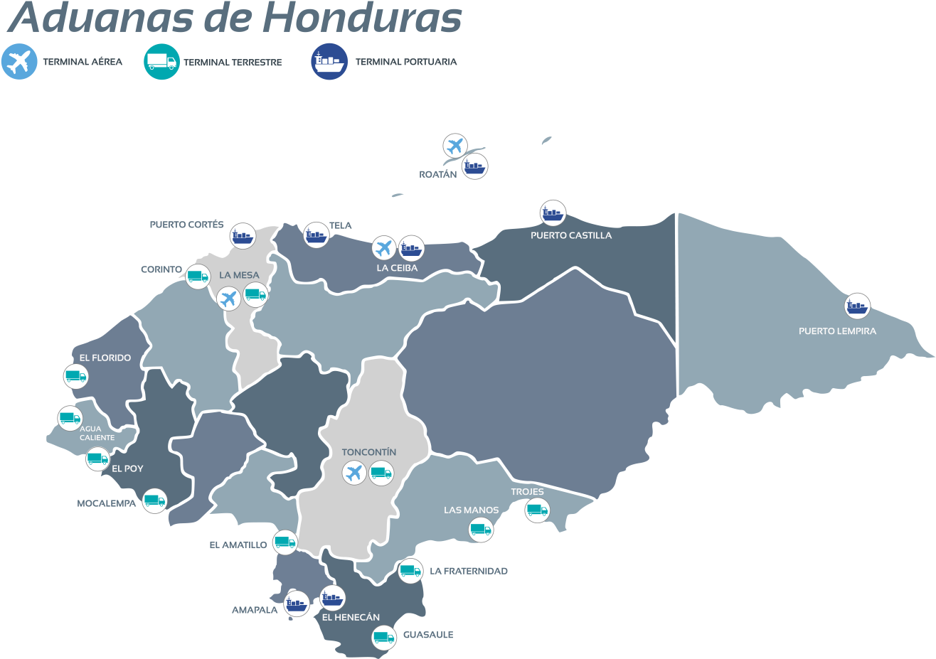 Honduras Customs Portsand Terminals Map PNG Image