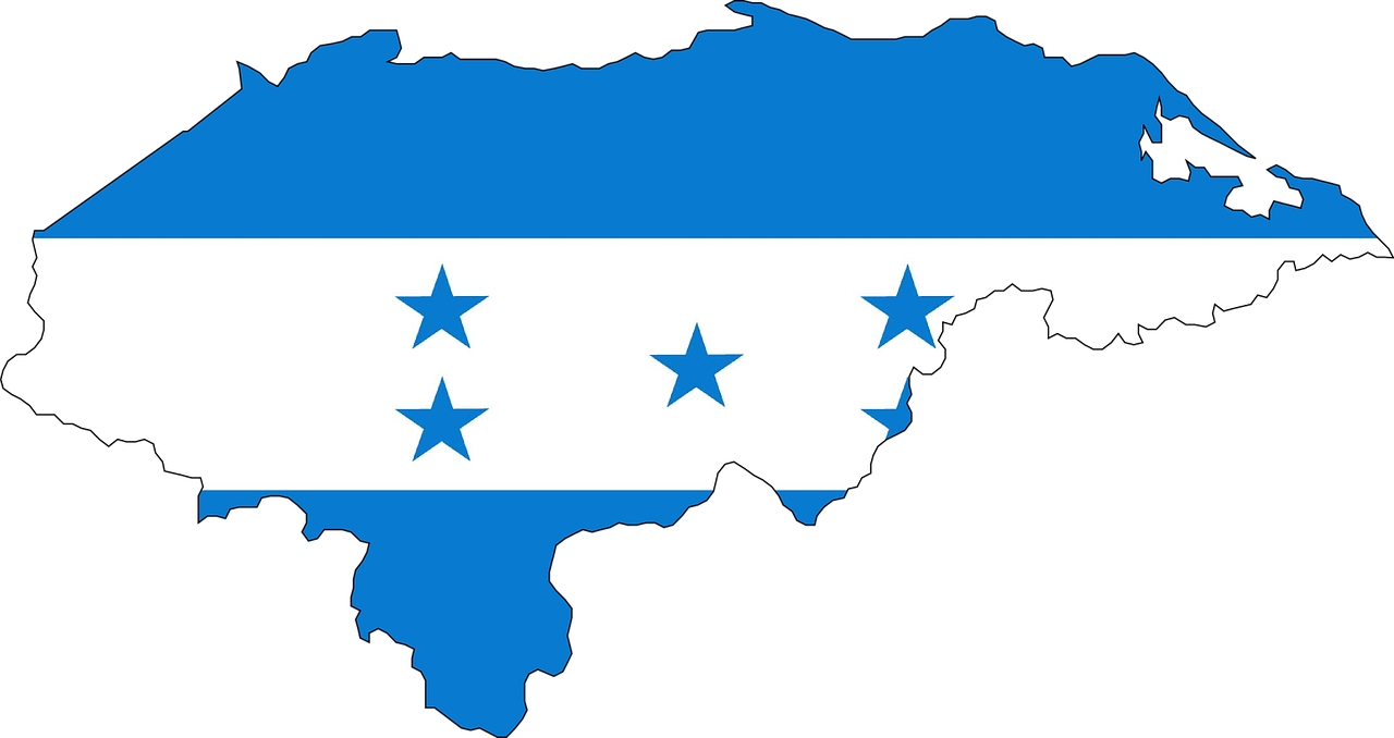 Honduras Flag Map Outline PNG Image