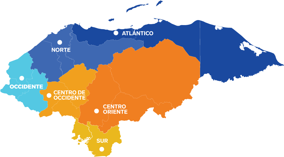 Honduras Regional Division Map PNG Image