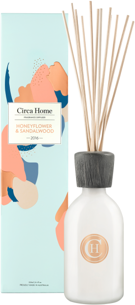 Honeyflower Sandalwood Reed Diffuser Packaging PNG Image