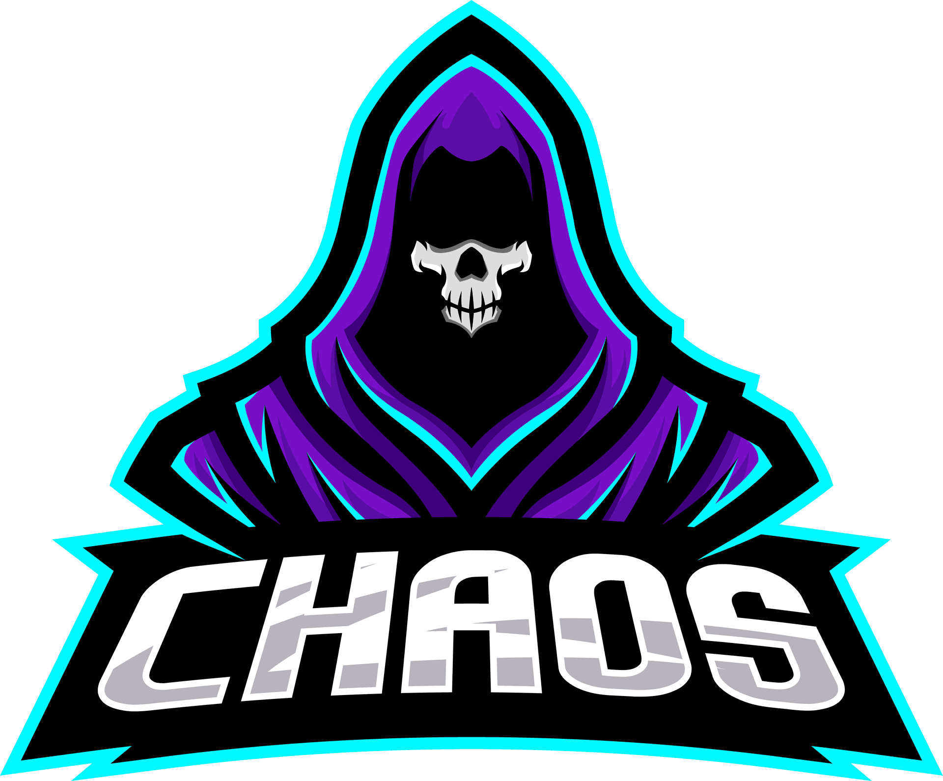 Hooded Skull Chaos Logo PNG Image