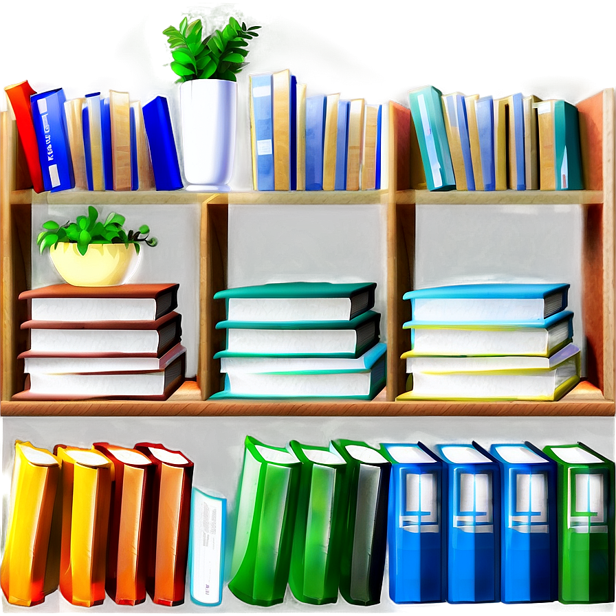 Horizontal Books On Shelf Png 06262024 PNG Image