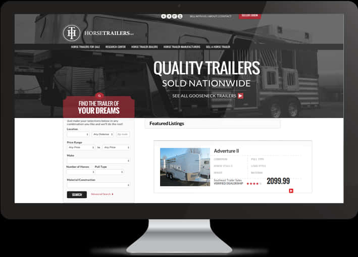 Horse Trailer Website Homepage PNG Image