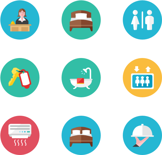 Hotel Services Icons Set PNG Image