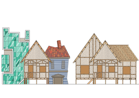 House Construction Stages Illustration PNG Image