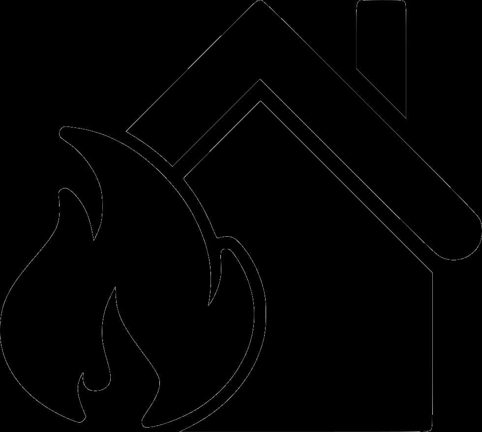 House Fire Outline Graphic PNG Image