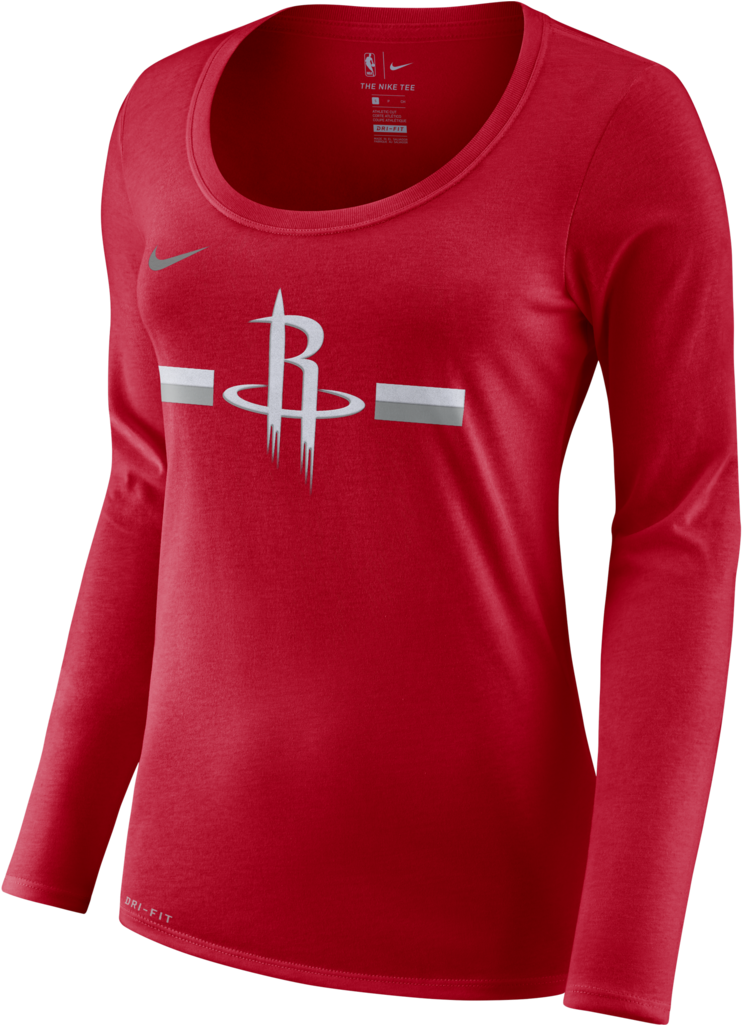 Houston Rockets Nike Womens Red Long Sleeve Shirt PNG Image