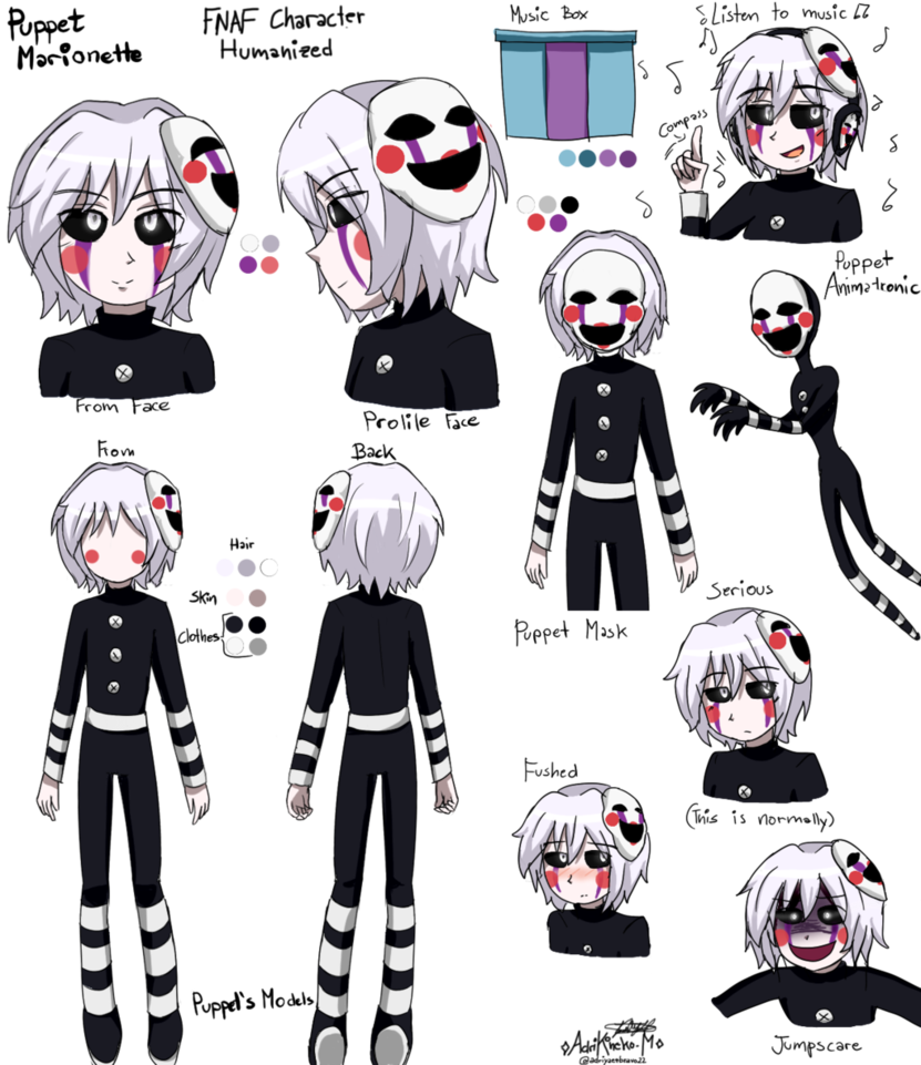 Humanized Puppet Character Design F N A F PNG Image