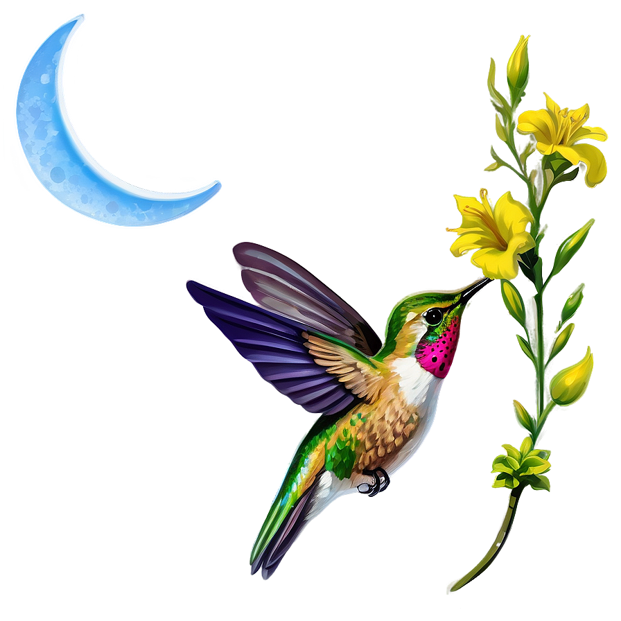 Hummingbird And Moon Png 86 PNG Image