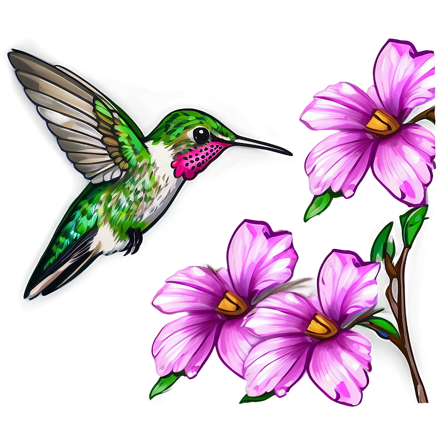 Hummingbird With Flowers Png 76 PNG Image