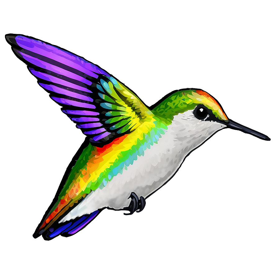 Hummingbird With Rainbow Png 95 PNG Image