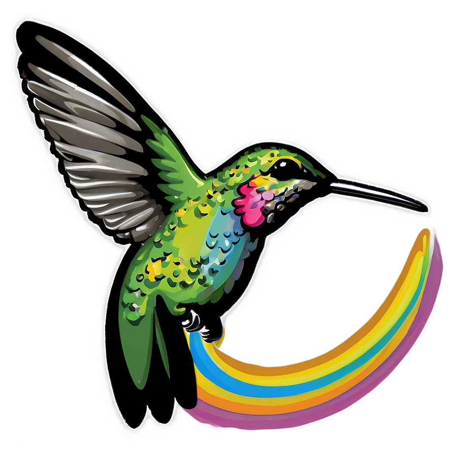 Hummingbird With Rainbow Png Kvr PNG Image