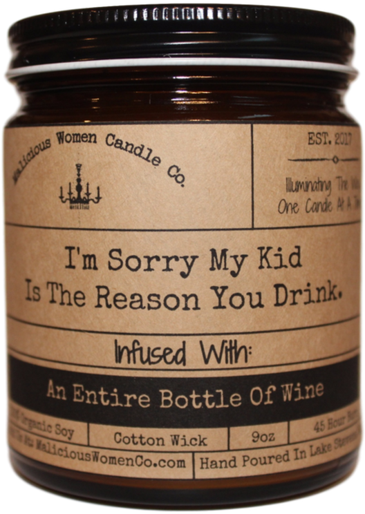 Humorous Candle Label Wine Infusion PNG Image